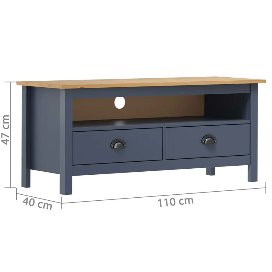 Meuble TV Hill Range Gris 110x40x47 cm Bois de pin solide - 4