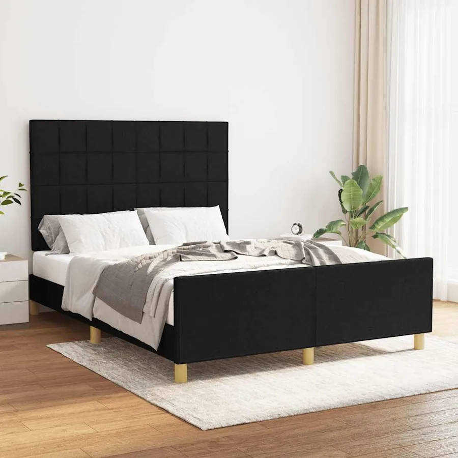 Cadre de lit sans matelas noir 140x200 cm tissu