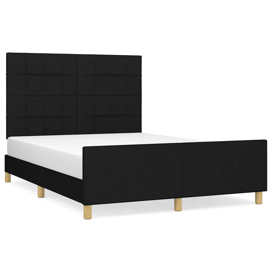 Cadre de lit sans matelas noir 140x200 cm tissu - 2