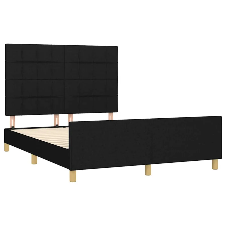Cadre de lit sans matelas noir 140x200 cm tissu - 4