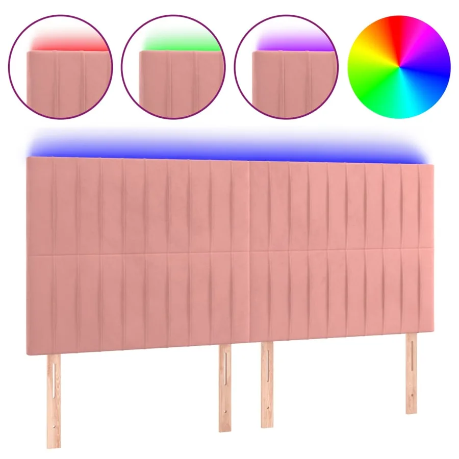 Tête de lit à LED Rose 200x5x118/128 cm Velours - 2