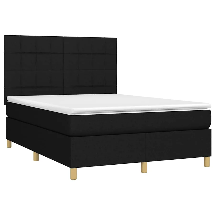 Sommier à lattes de lit et matelas et LED Noir 140x190 cm Tissu - 3