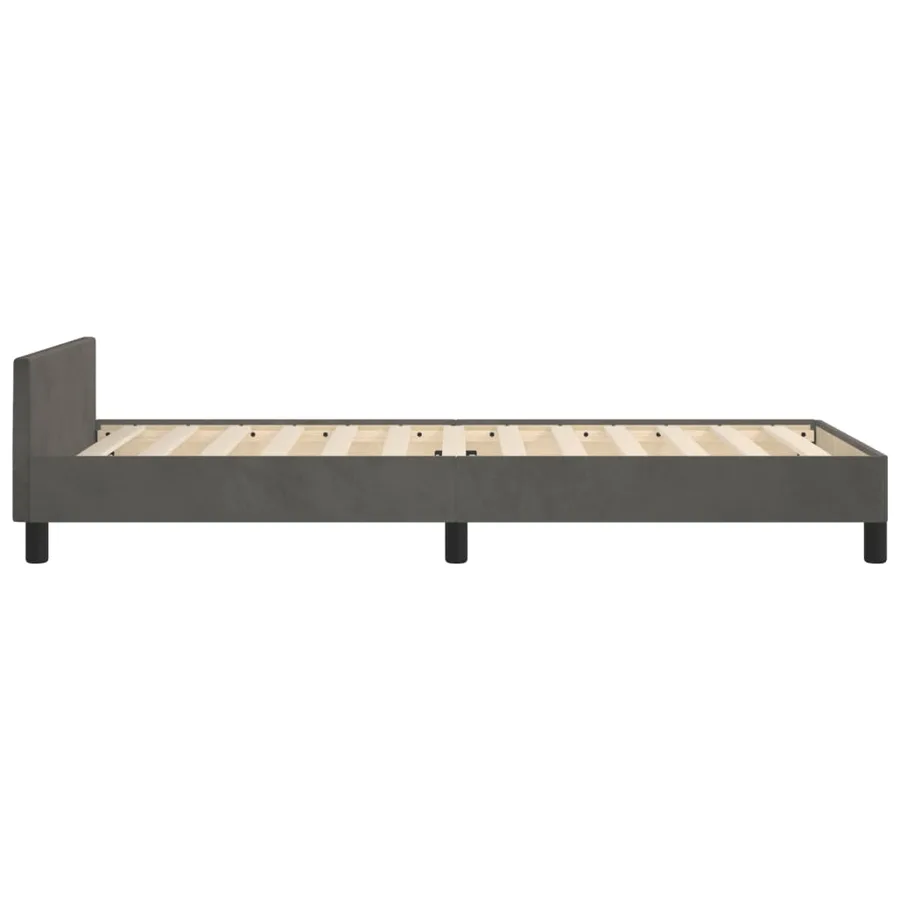 Cadre de lit sans matelas gris foncé 90x190 cm velours - 7