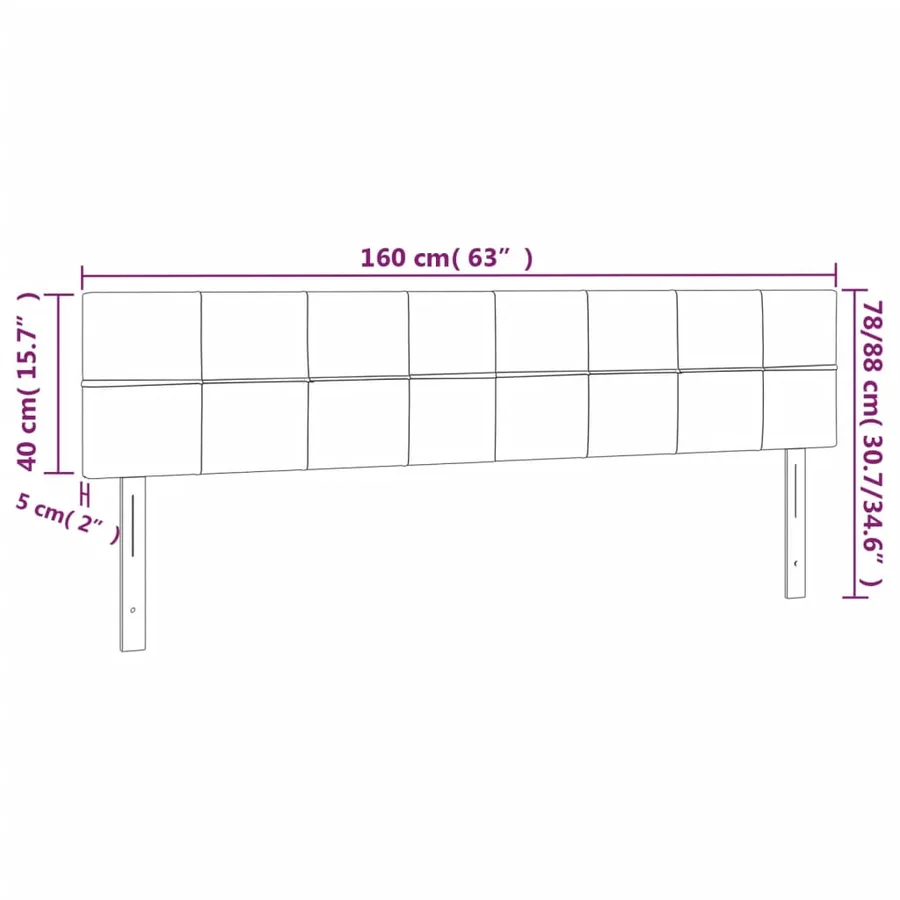 Têtes de lit Gris clair 160x5x78/88 cm Tissu - 8