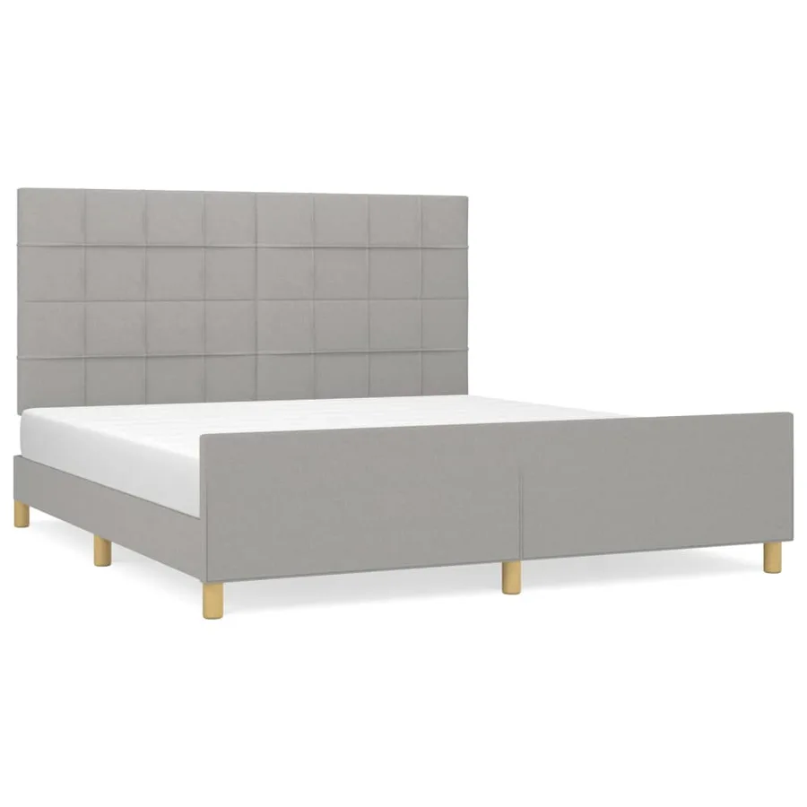 Cadre de lit sans matelas gris clair 160x200 cm tissu - 2