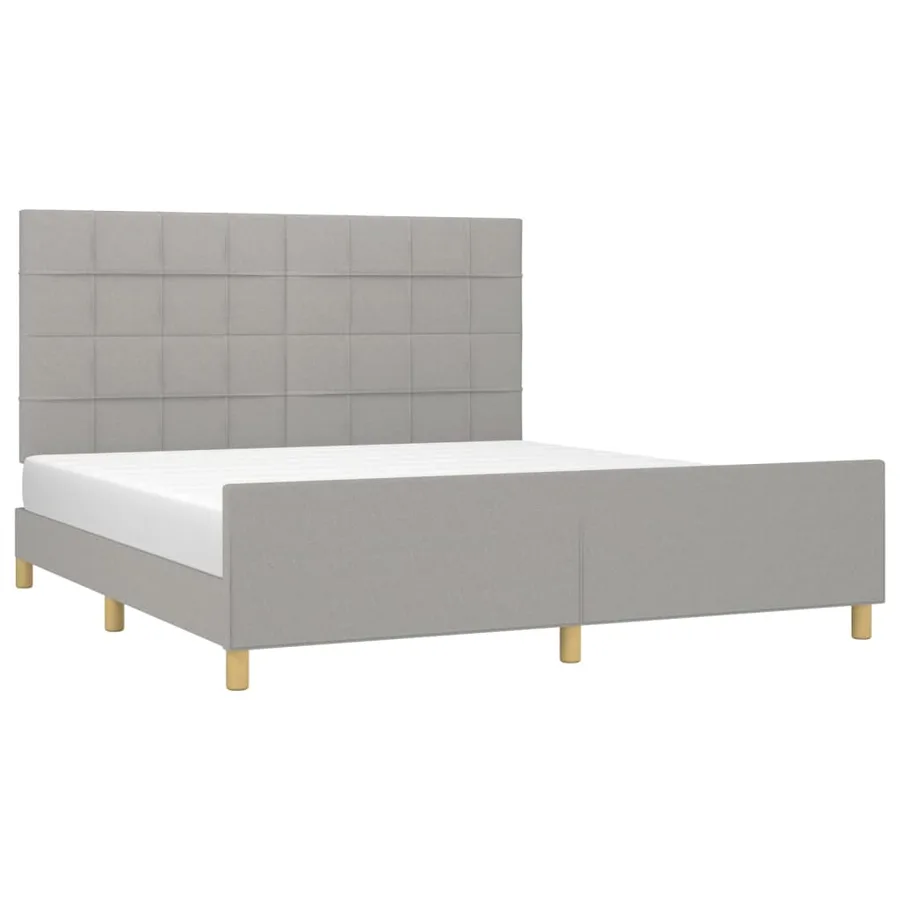 Cadre de lit sans matelas gris clair 160x200 cm tissu - 3