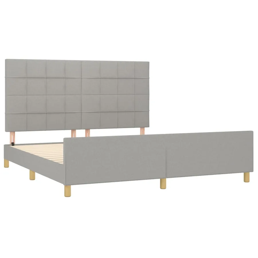 Cadre de lit sans matelas gris clair 160x200 cm tissu - 4