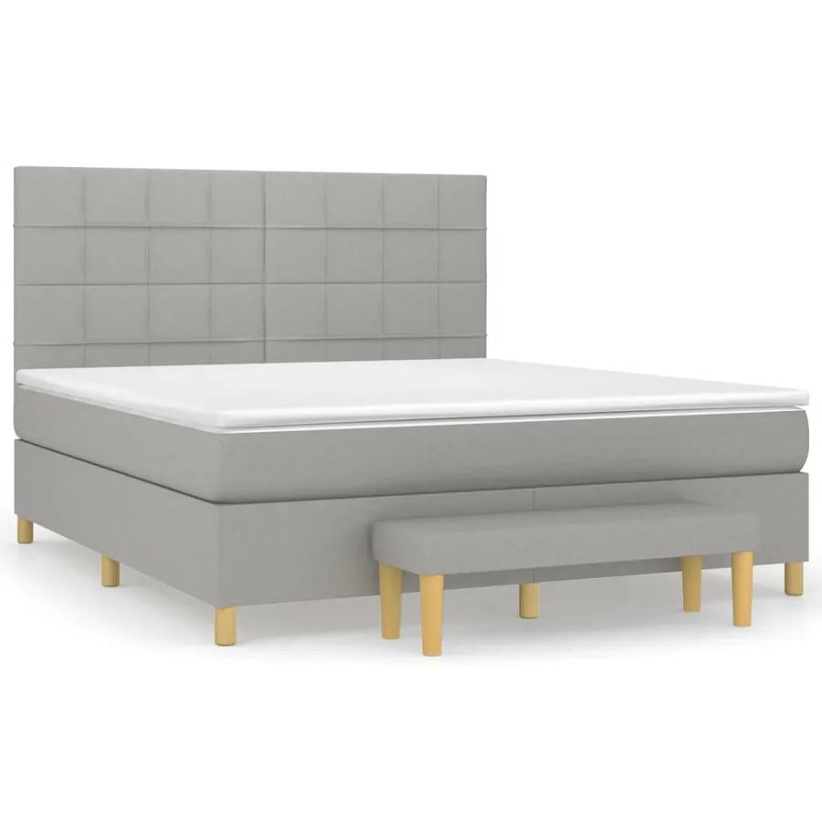 Sommier à lattes de lit avec matelas Gris clair 160x200cm Tissu - 2