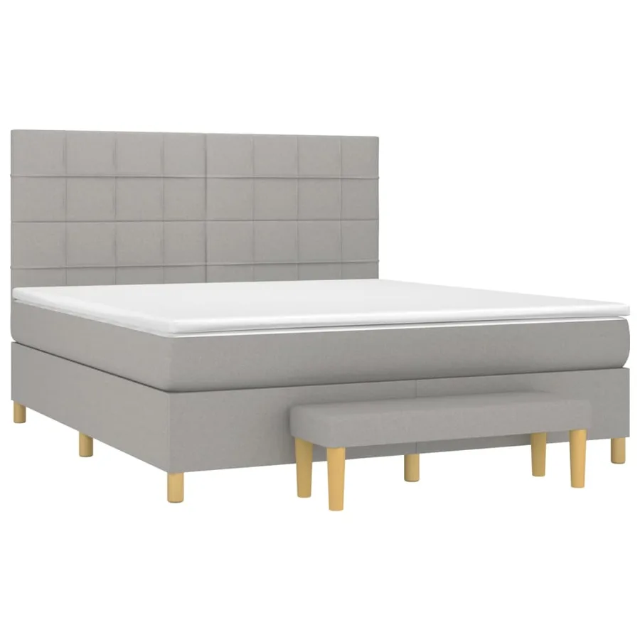 Sommier à lattes de lit avec matelas Gris clair 160x200cm Tissu - 3