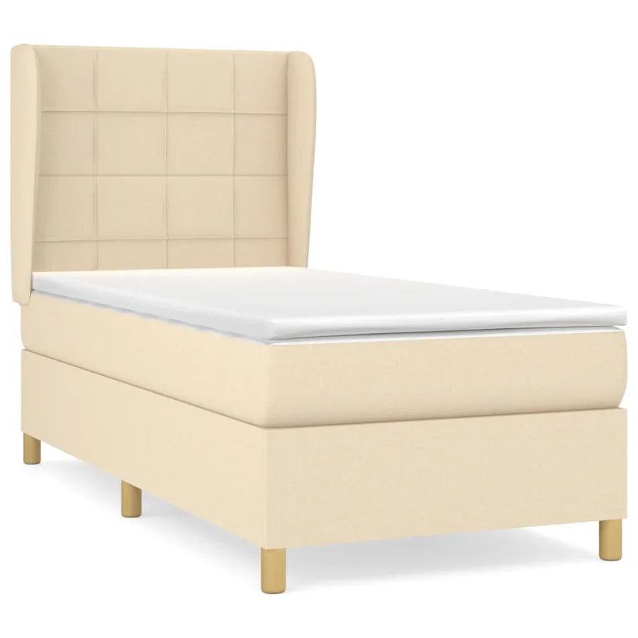 Sommier à lattes de lit avec matelas Crème 80x200 cm Tissu - 2