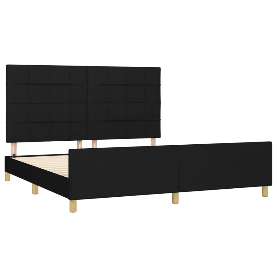 Cadre de lit sans matelas noir 160x200 cm tissu - 4