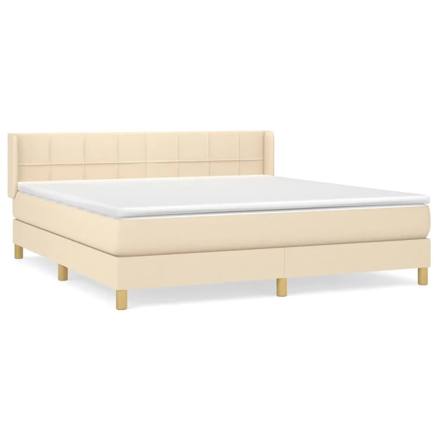 Sommier à lattes de lit avec matelas Crème 160x200 cm Tissu - 2