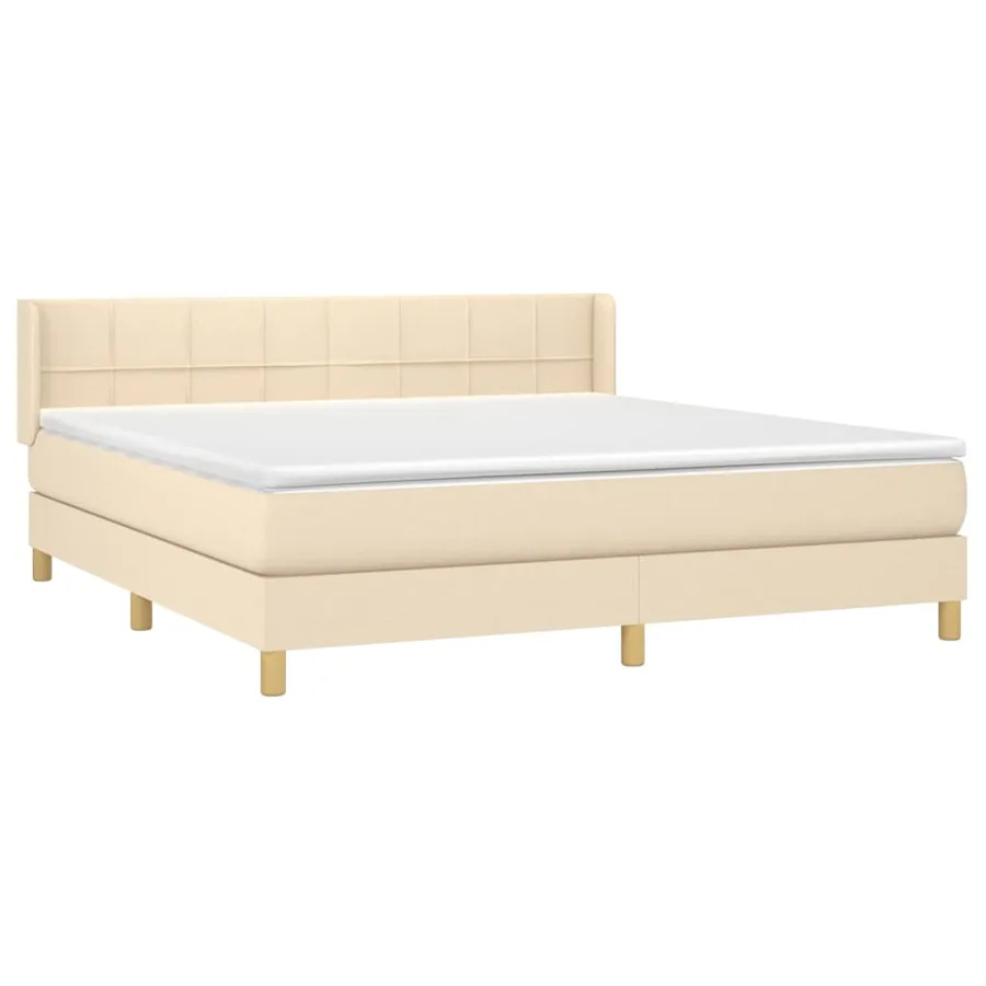 Sommier à lattes de lit avec matelas Crème 160x200 cm Tissu - 3