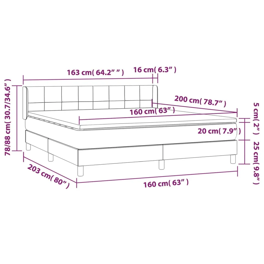 Sommier à lattes de lit avec matelas Crème 160x200 cm Tissu - 7