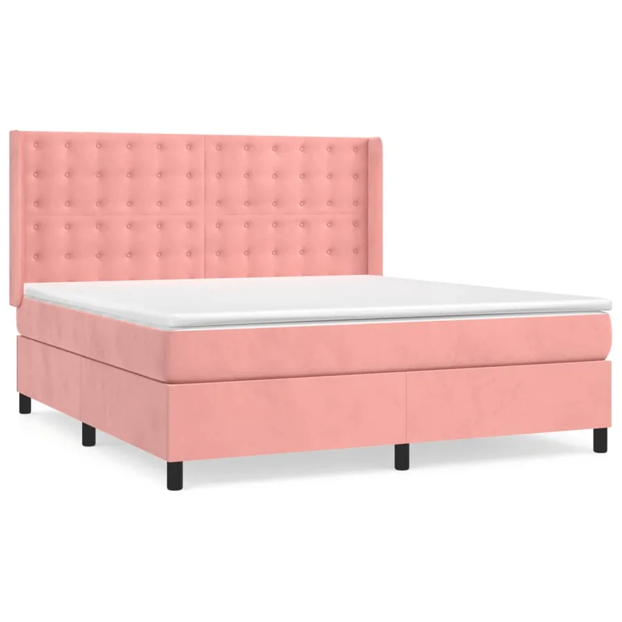 Sommier à lattes de lit avec matelas Rose 160x200 cm Velours - 2