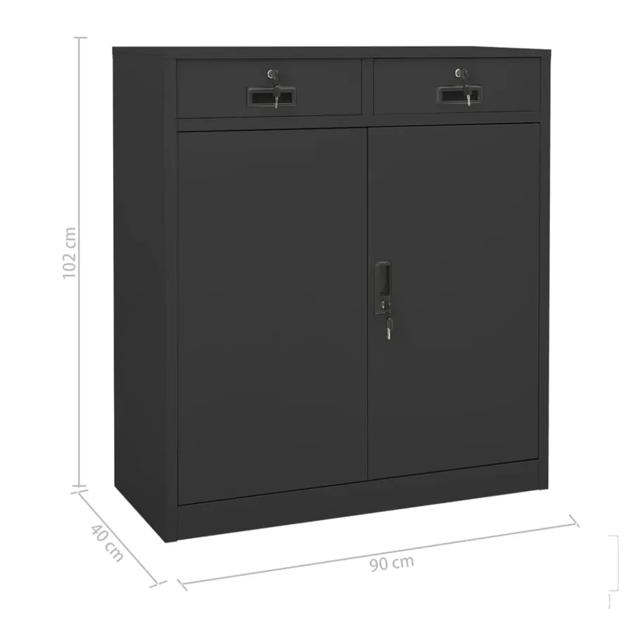 Armoire de bureau Anthracite 90x40x102 cm Acier - 11