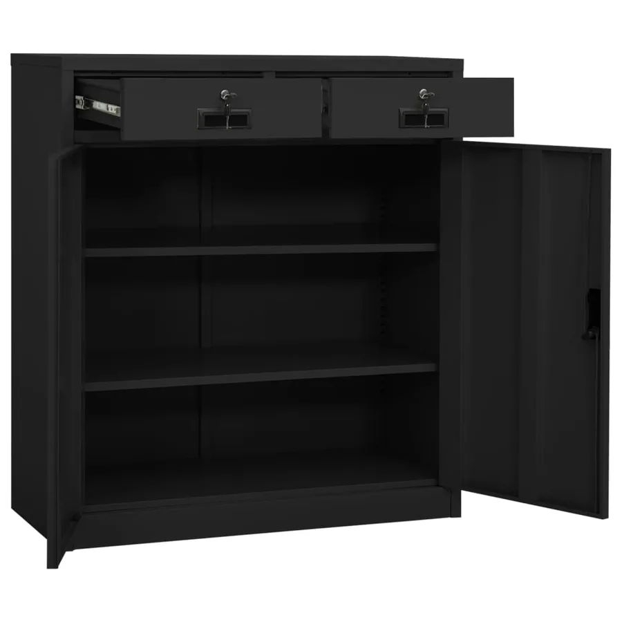 Armoire de bureau Anthracite 90x40x102 cm Acier - 7