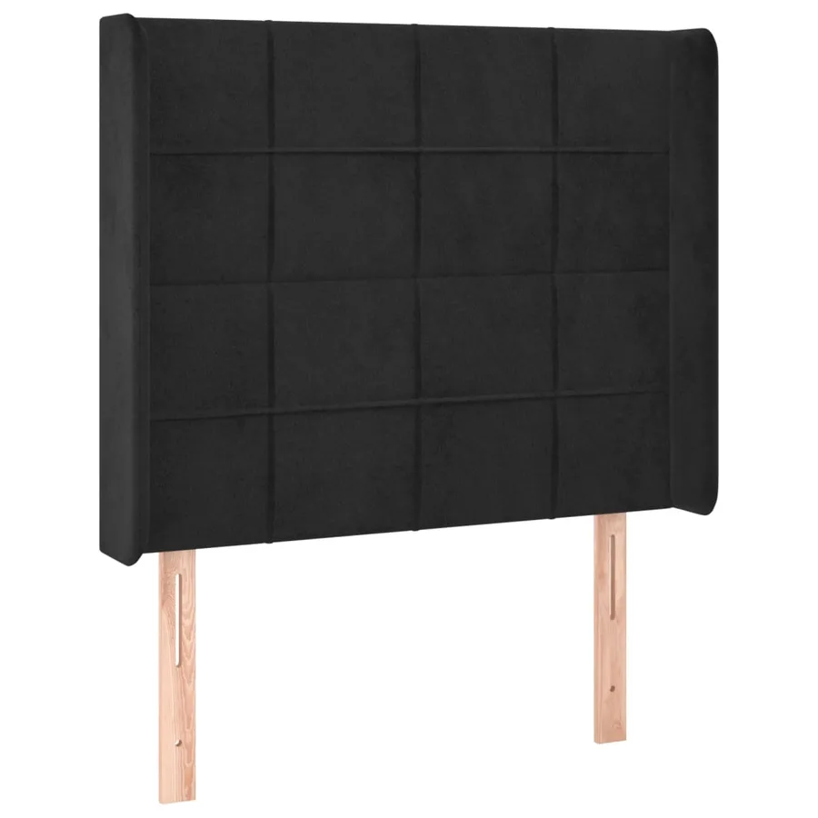 Sommier à lattes de lit matelas et LED Noir 90x200 cm Velours - 7