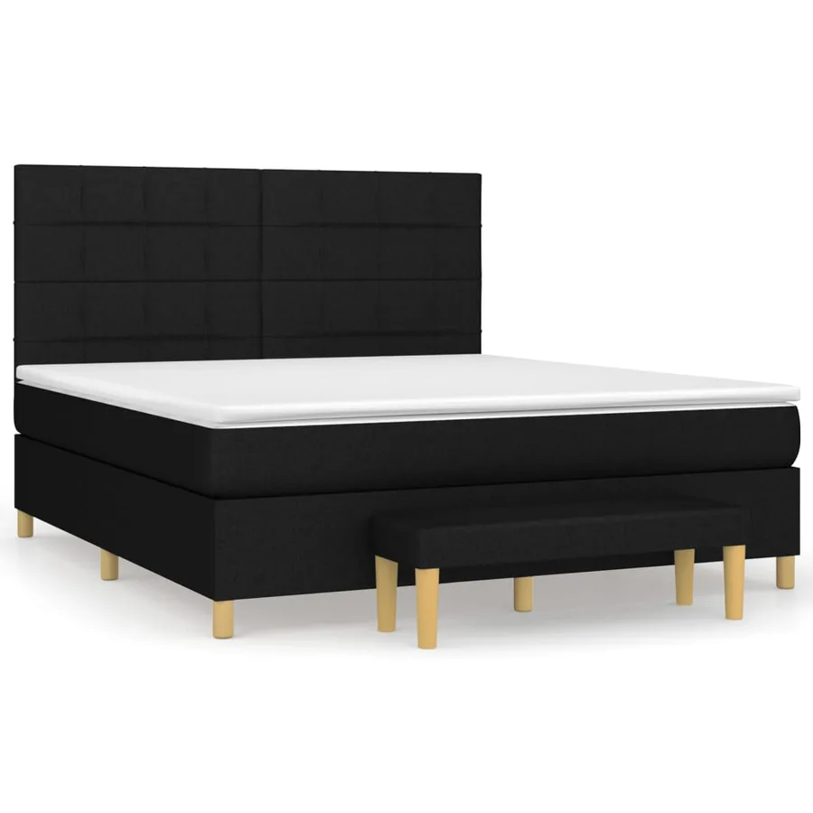 Sommier à lattes de lit avec matelas Noir 160x200 cm Tissu - 2