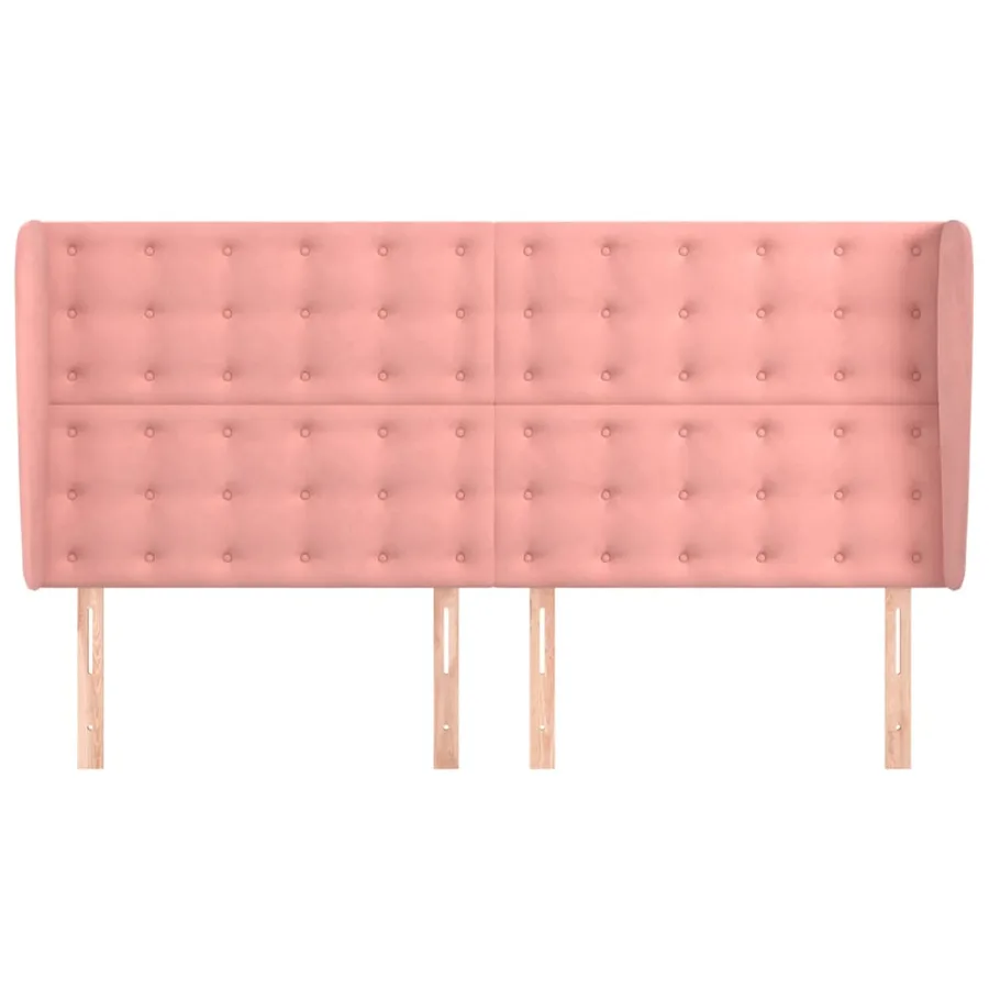 Tête de lit avec oreilles Rose 163x23x118/128 cm Velours - 3