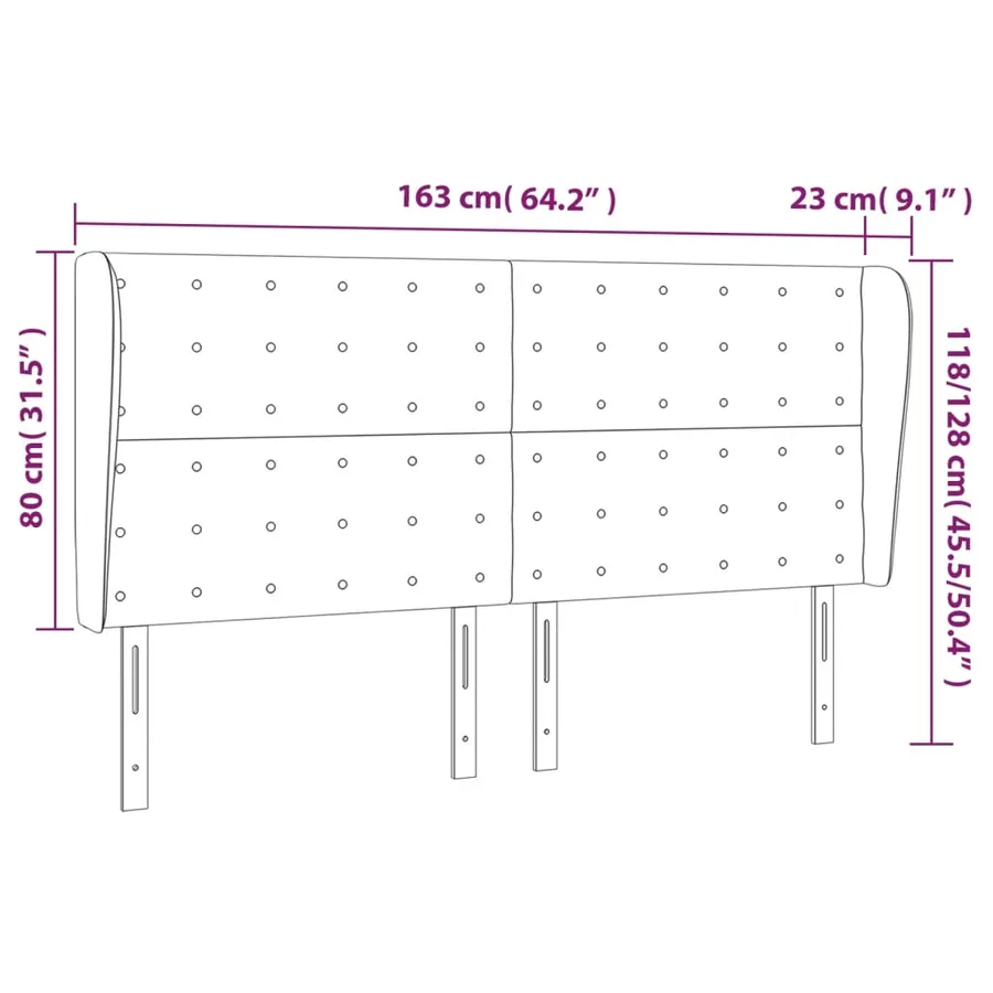 Tête de lit avec oreilles Rose 163x23x118/128 cm Velours - 9
