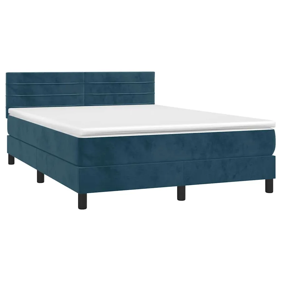 Sommier à lattes de lit avec matelas LED Bleu foncé 140x190 cm - 3