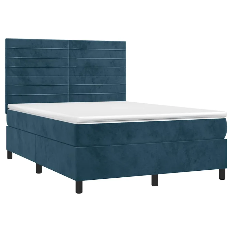 Sommier à lattes de lit avec matelas LED Bleu foncé 140x200 cm - 3