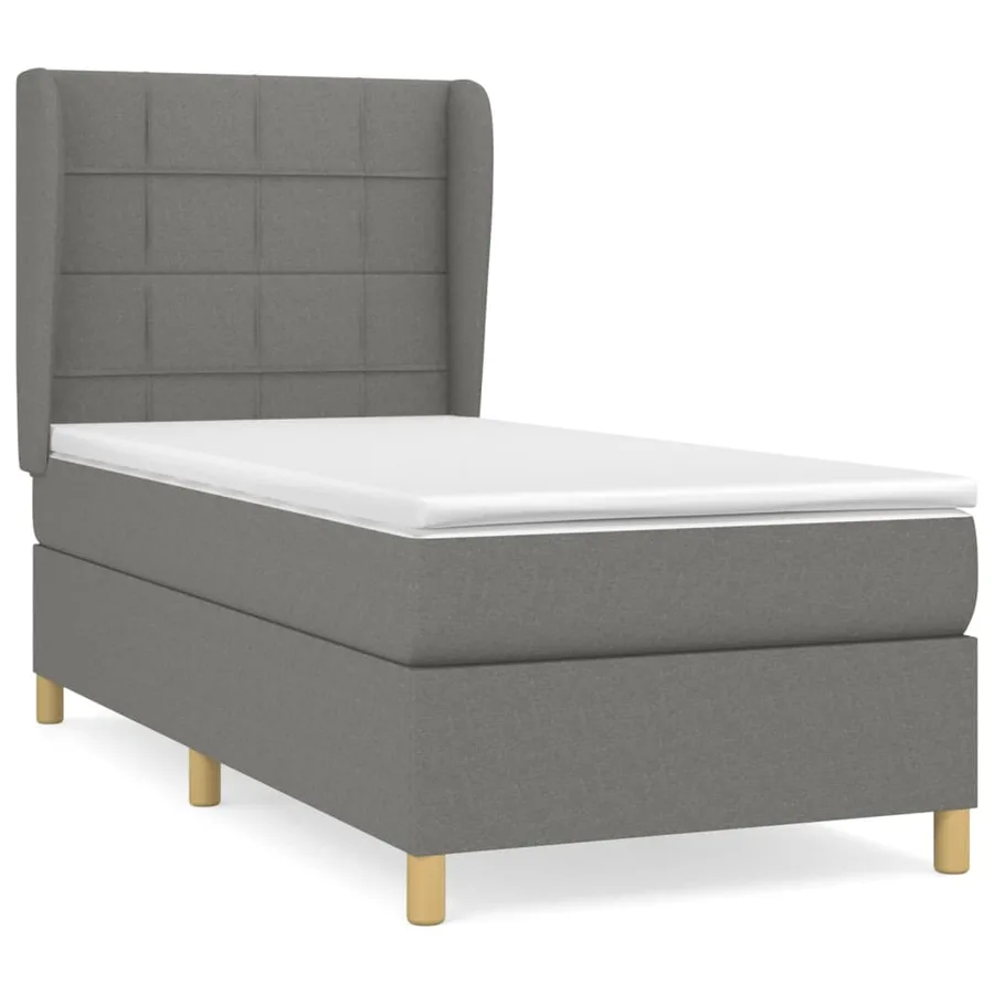 Sommier à lattes de lit avec matelas Gris foncé 90x200 cm Tissu - 2