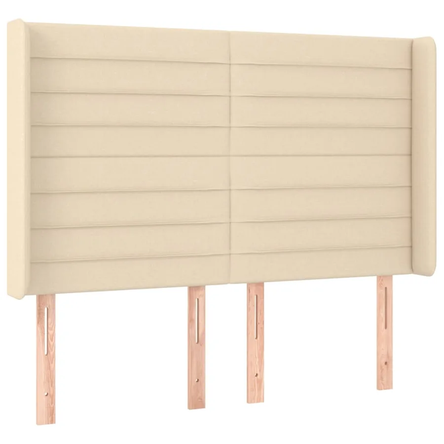 Sommier à lattes de lit matelas et LED Crème 140x200 cm Tissu - 7