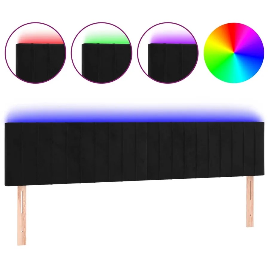 Tête de lit à LED Noir 160x5x78/88 cm Velours - 2