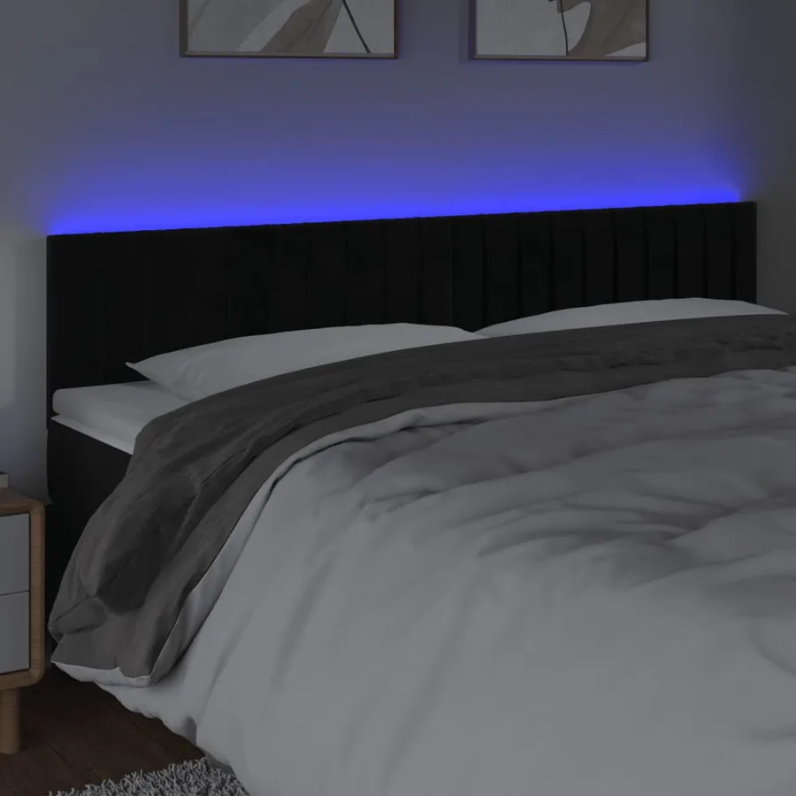 Tête de lit à LED Noir 160x5x78/88 cm Velours - 3