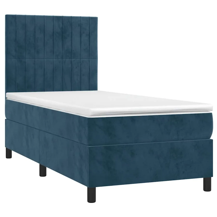 Sommier à lattes de lit matelas LED Bleu foncé 90x200cm Velours - 3