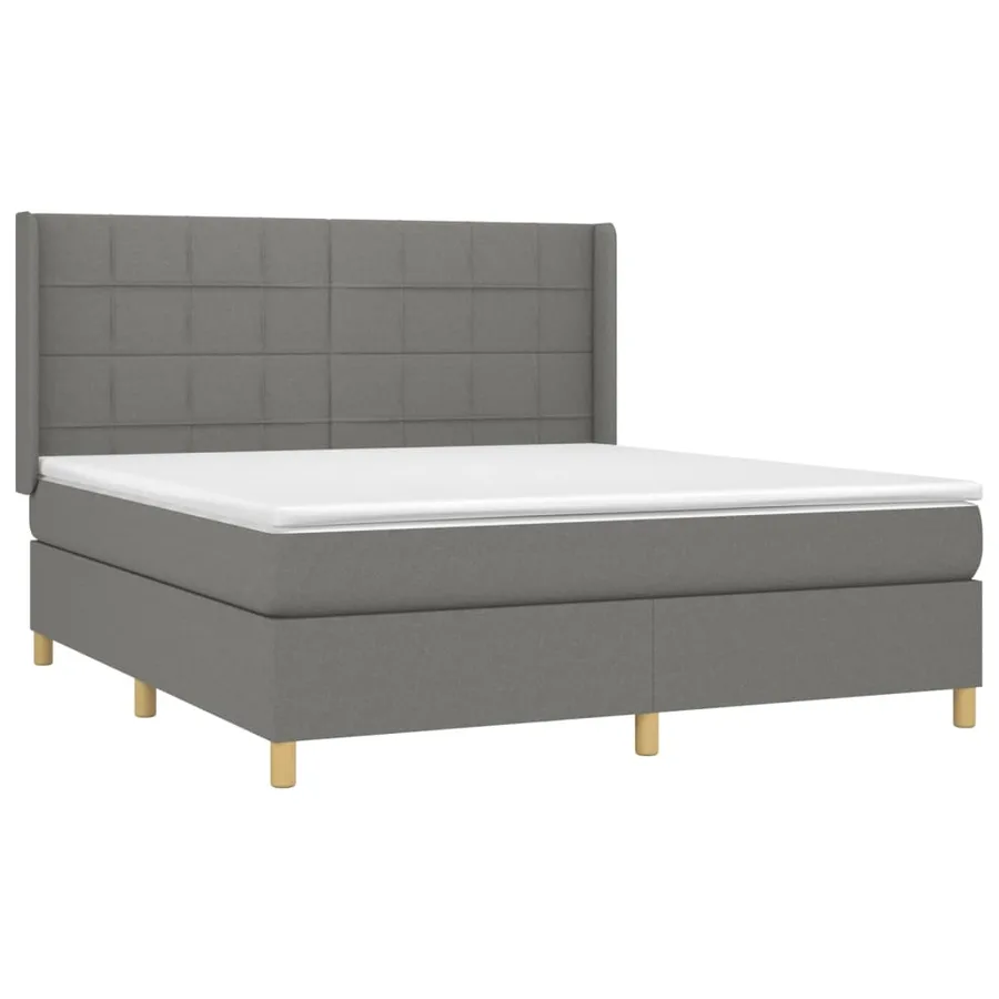 Sommier à lattes de lit matelas LED Gris foncé 180x200 cm Tissu - 4