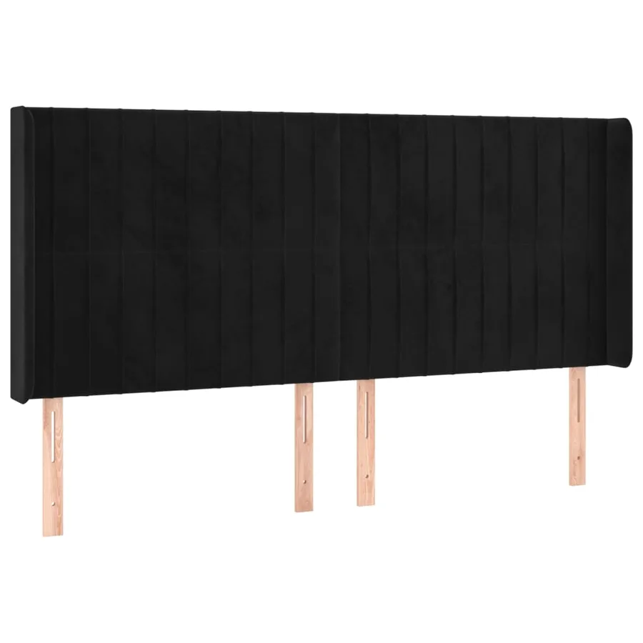 Sommier à lattes de lit matelas et LED Noir 160x200 cm Velours - 7