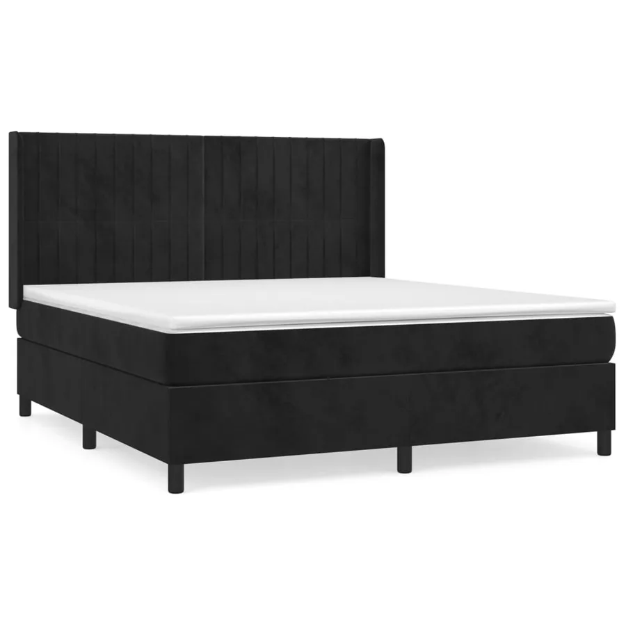 Sommier à lattes de lit et matelas Noir 160x200 cm Velours - 2