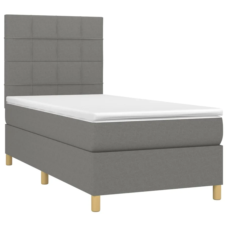 Sommier à lattes de lit et matelas et LED Gris foncé 90x200 cm - 3