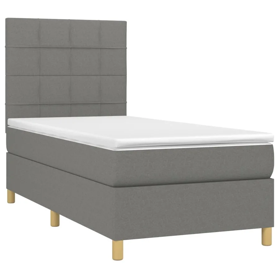 Sommier à lattes de lit avec matelas Gris foncé 90x200 cm Tissu - 3