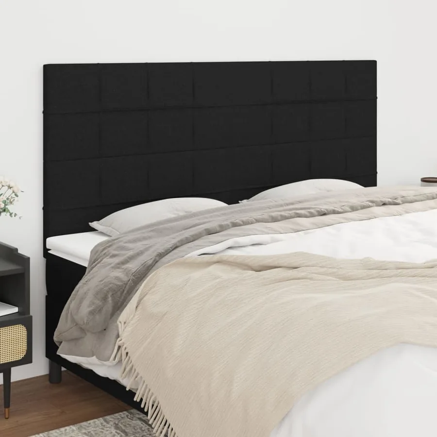 Tête de lit Noir 180x5x118/128 cm Tissu