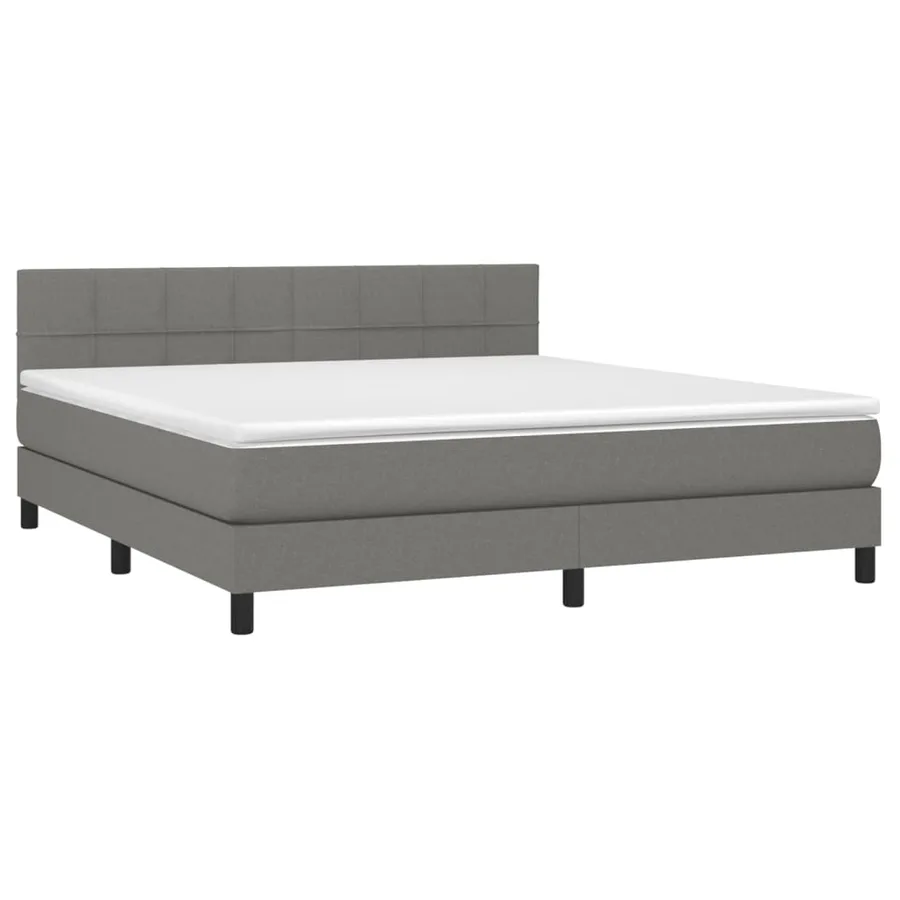 Sommier à lattes de lit et matelas et LED Gris foncé 180x200 cm - 3