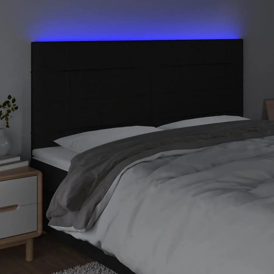 Tête de lit à LED Noir 180x5x118/128 cm Tissu - 3