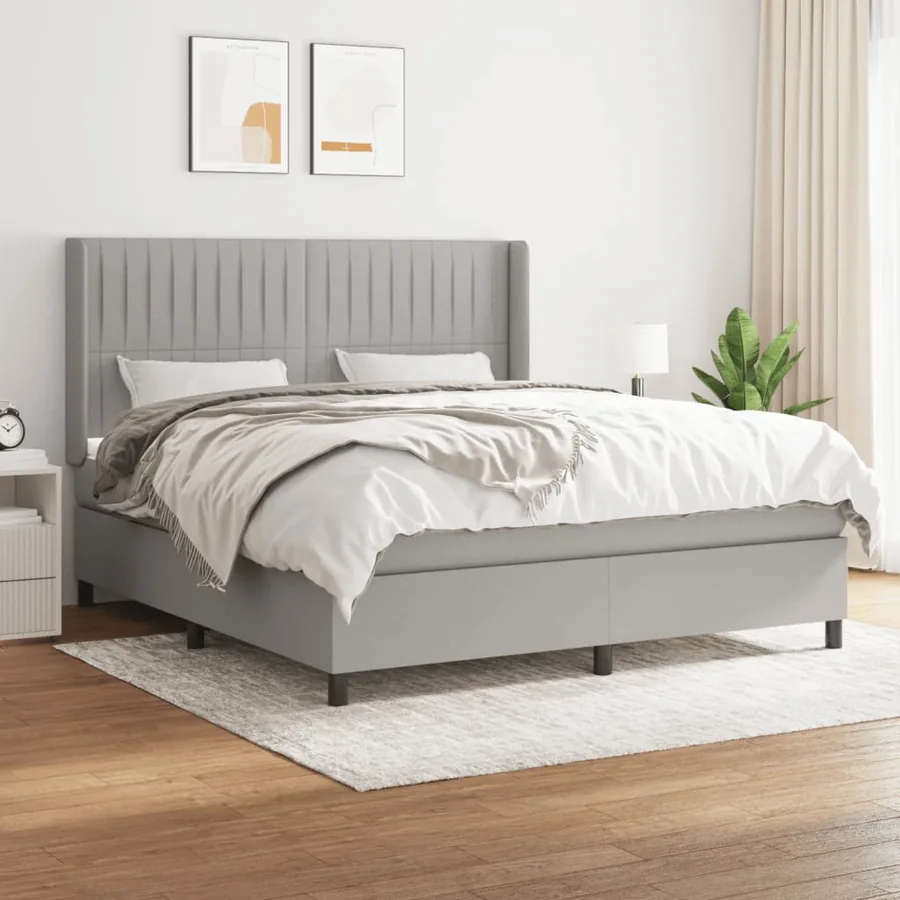 Sommier à lattes de lit avec matelas Gris clair 180x200cm Tissu