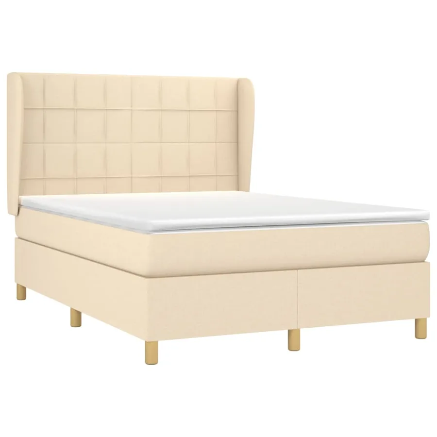 Sommier à lattes de lit avec matelas Crème 140x200 cm Tissu - 3
