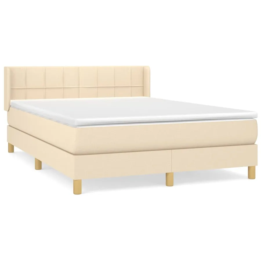 Sommier à lattes de lit avec matelas Crème 140x200 cm Tissu - 2