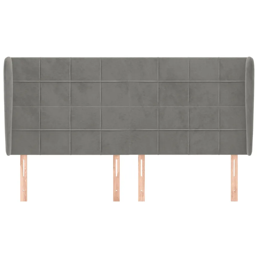 Tête de lit avec oreilles Gris clair 183x23x118/128 cm Velours - 3