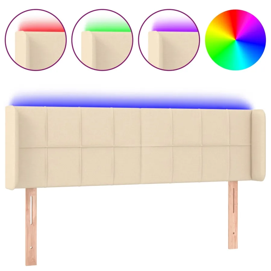 Tête de lit à LED Crème 147x16x78/88 cm Tissu - 2