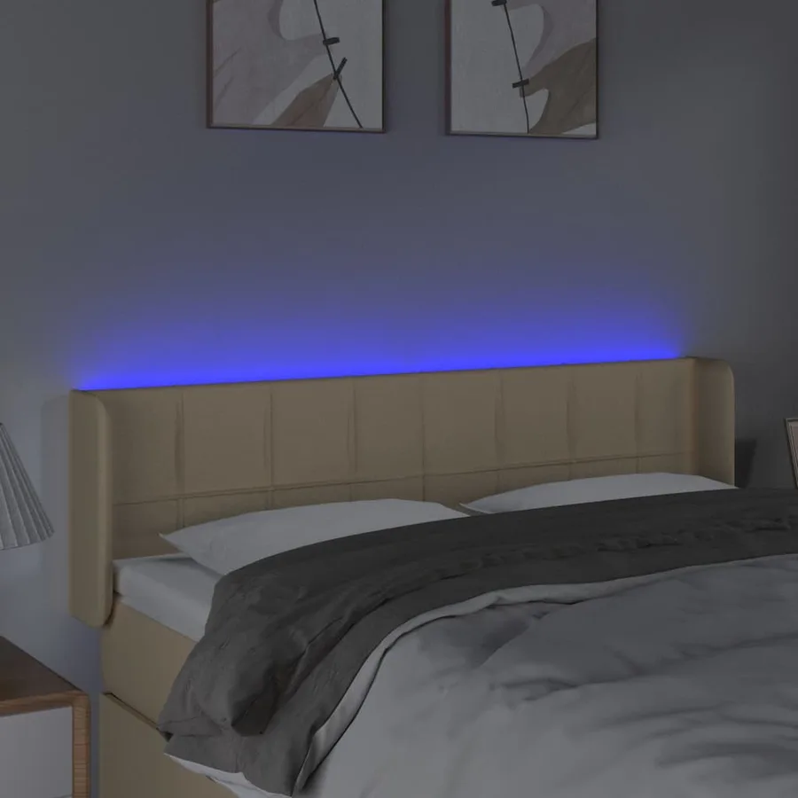 Tête de lit à LED Crème 147x16x78/88 cm Tissu - 4