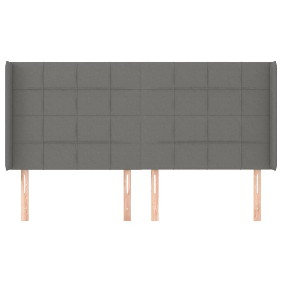 Tête de lit avec oreilles Gris foncé 183x16x118/128 cm Tissu - 3