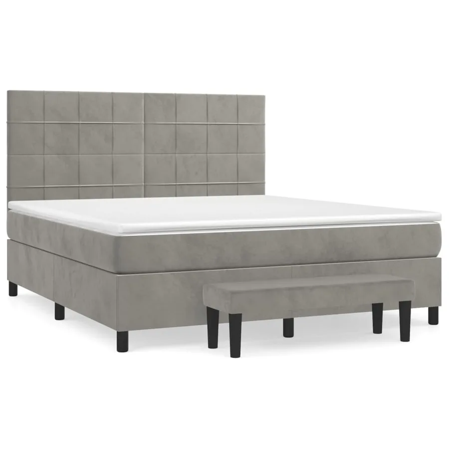 Sommier à lattes de lit et matelas Gris clair 180x200cm Velours - 2