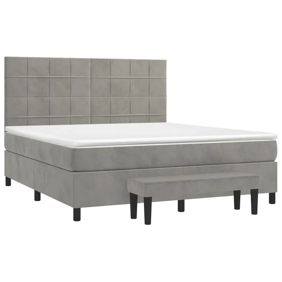 Sommier à lattes de lit et matelas Gris clair 180x200cm Velours - 3