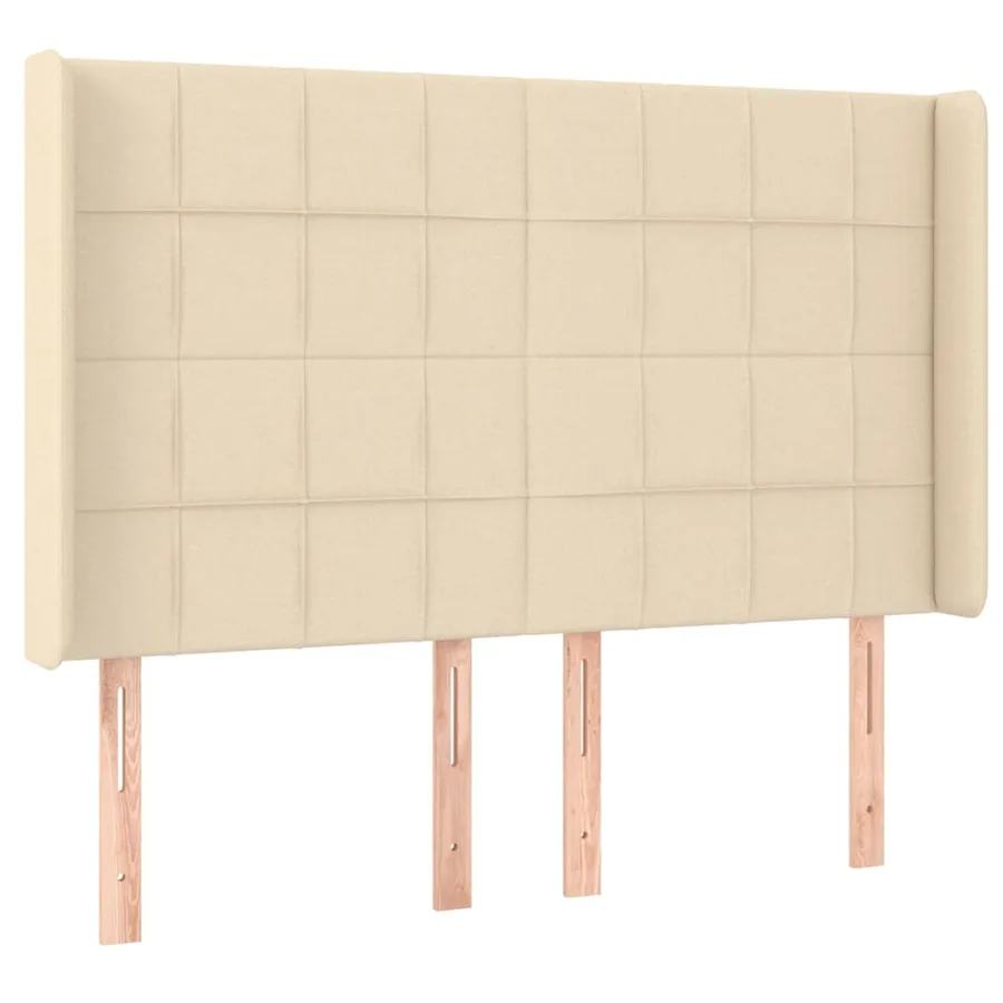Sommier à lattes de lit matelas et LED Crème 140x200 cm Tissu - 7